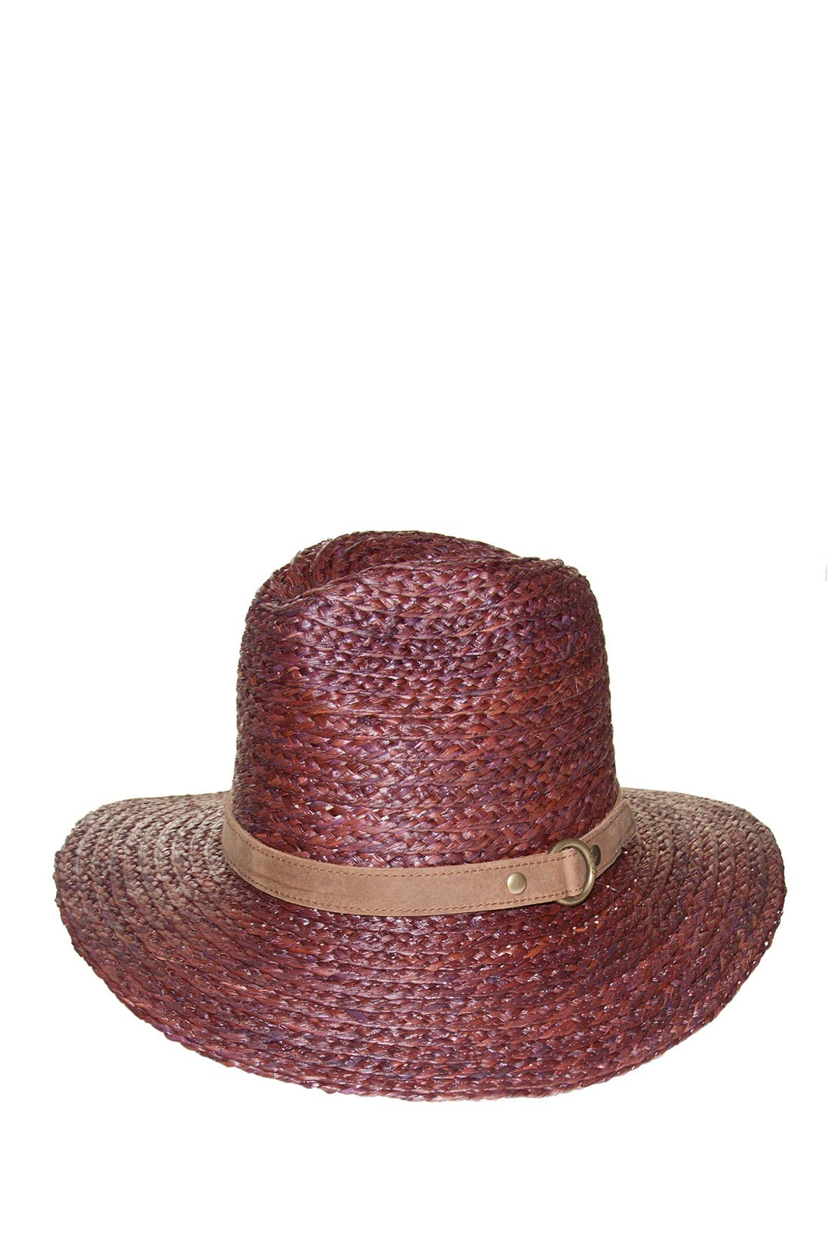 Frye Harness Leather Trimmed Raffia Fedora Hat In Brown