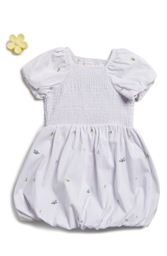Shop Rachel Zoe Kids' Embroidered Bubble Dress & Claw Clip Set In Snow White