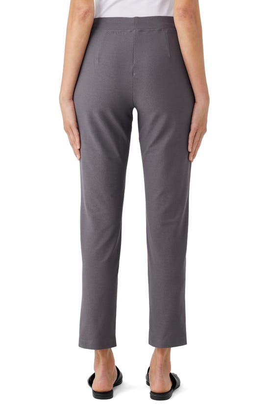 Eileen Fisher Slim Ankle Stretch Crepe Pants In Meteor
