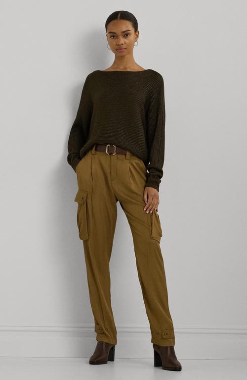 Shop Lauren Ralph Lauren Metallic Boatneck Sweater In Botanic Green