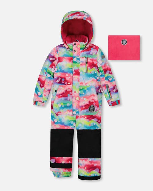 DEUX PAR DEUX DEUX PAR DEUX GIRL'S ONE PIECE SNOWSUIT PRINTED MULTICOLOR BUBBLES 