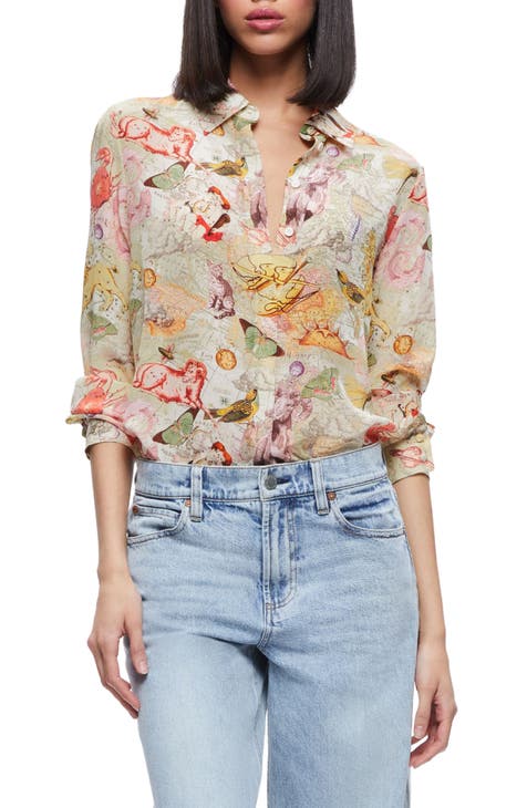 Gucci Piped Printed Silk-twill Shirt - Women - Red Tops - M