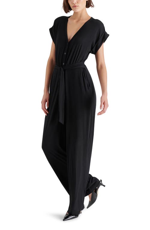 Shop Steve Madden Romina Belted Wide Leg Jumpsuit In Black