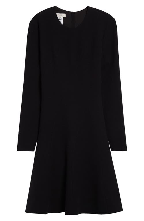 Shop Lafayette 148 New York Long Sleeve Wool Nouveau Crepe Dress In Black