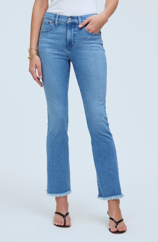 Shop Madewell Kick Out Raw Hem Crop Jeans In Corley Wash