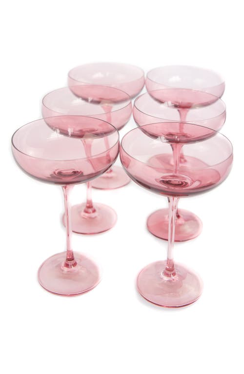 Estelle Colored Glass Set of 6 Stem Coupes in Rose at Nordstrom