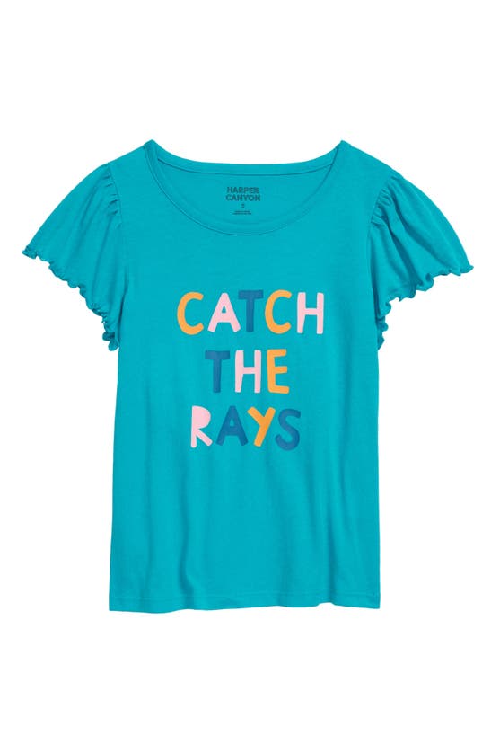 Harper Canyon Kids' Graphic T-shirt In Teal Bird Catch The Rays