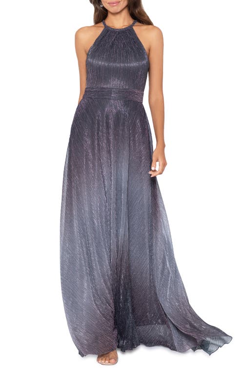 Shop Betsy & Adam Metallic Ombré Gown In Grey/purple