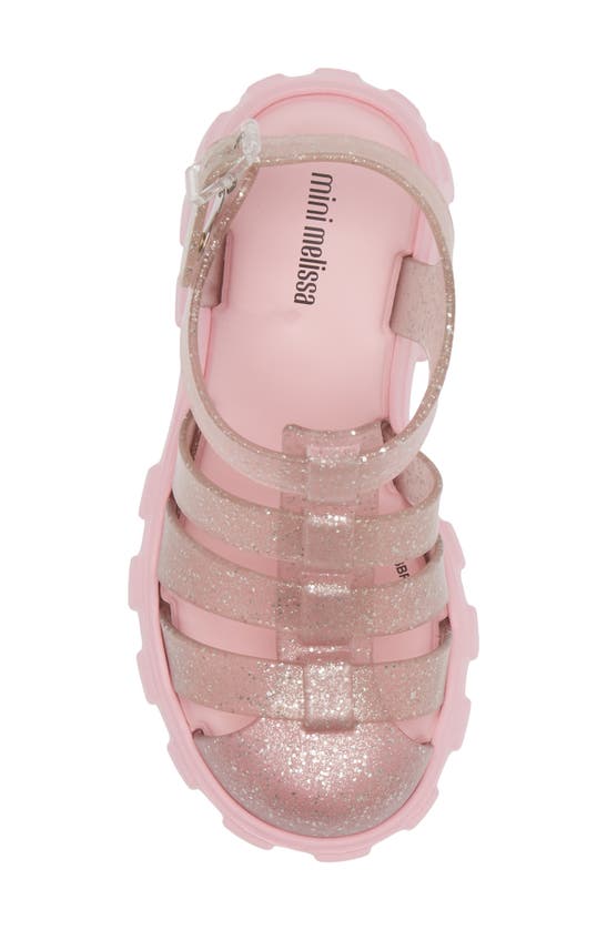 Mini Melissa Kids' Megan Platform Fisherman Sandal In Pink/ Glitter Pink