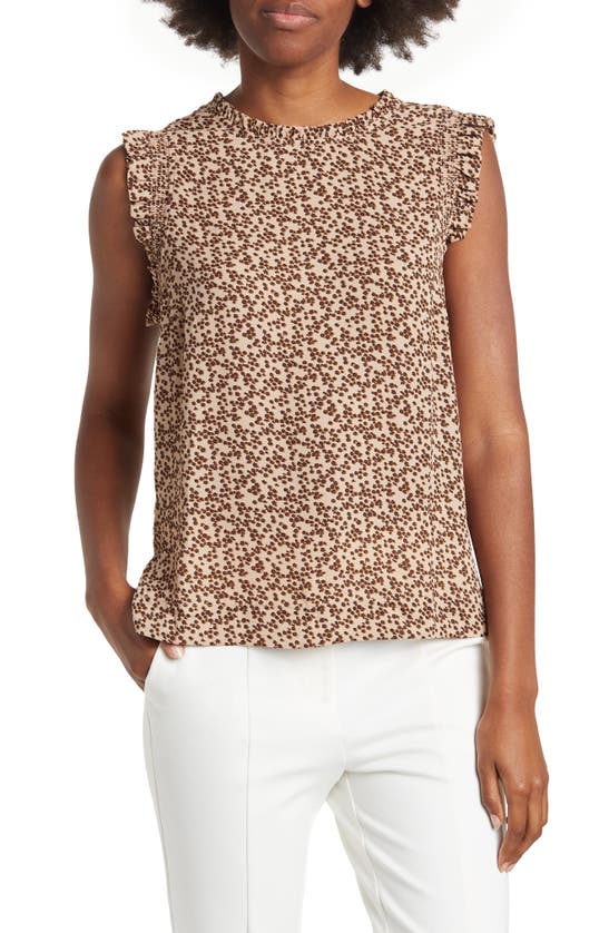 Dr2 By Daniel Rainn Ruffle Trim Animal Print Top In M741 Sand