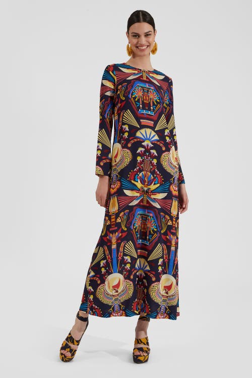 La Doublej Nephthys-print Maxi Dress In Nephthys Navy