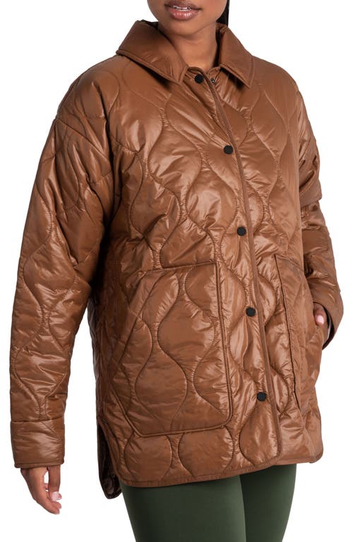 The Quilted Water Repellent Nylon Shacket in Black Walnut