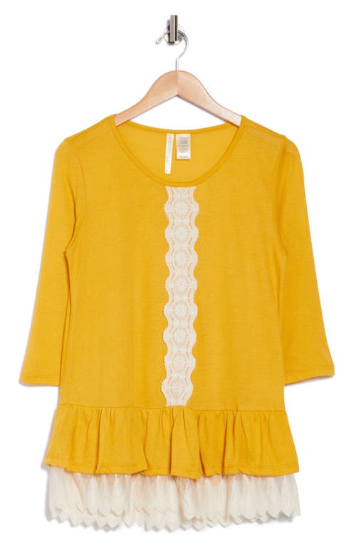 FORGOTTEN GRACE FORGOTTEN GRACE LACE TRIM LONG SLEEVE PEPLUM TOP