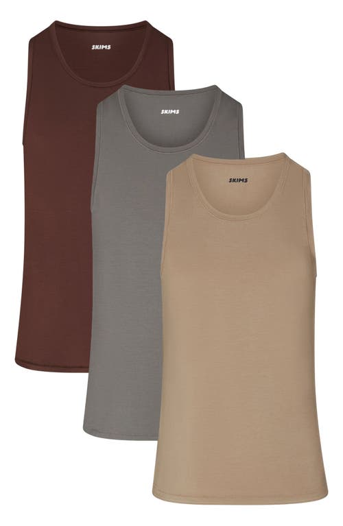 Skims 3-pack Slim Fit Stretch Modal Tanks In Desert Multi