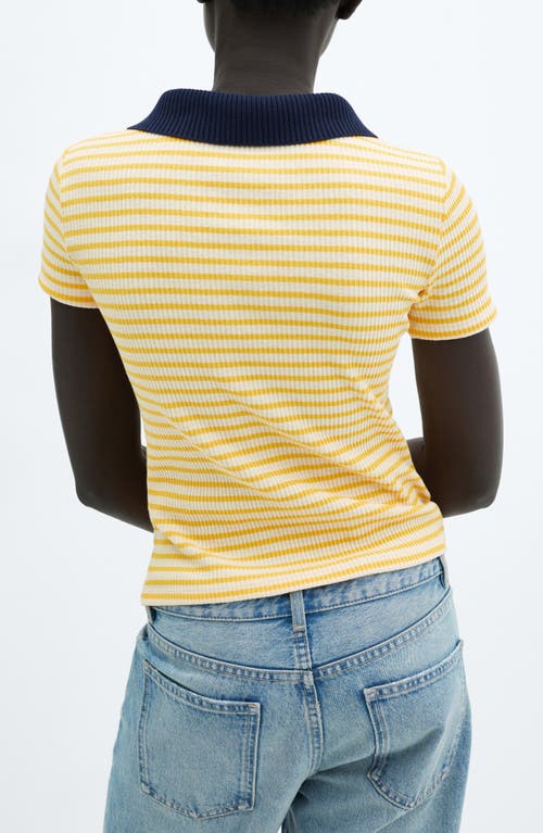 Shop Mango Almond Polo In Yellow Stripe