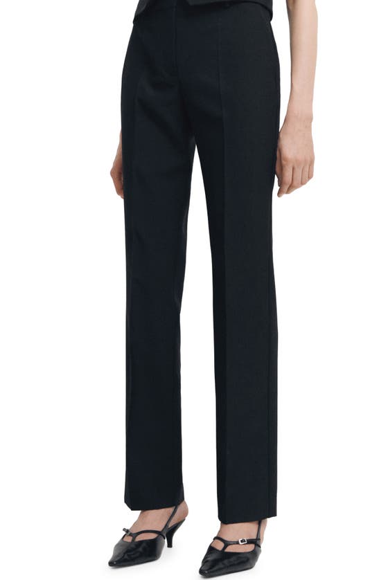 Shop Mango Straight Leg Suit Pants In Black