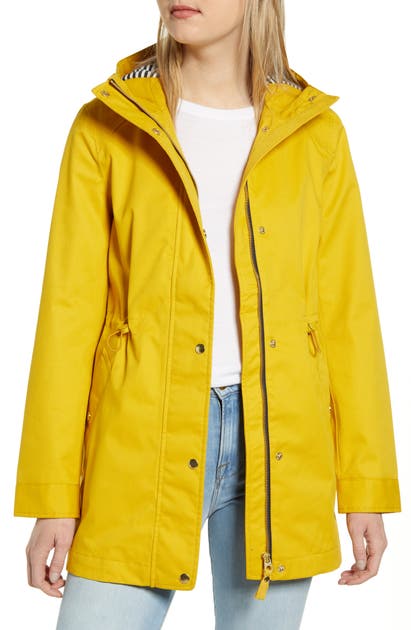 Joules Shoreside Waterproof Hooded Raincoat In Antique Gold
