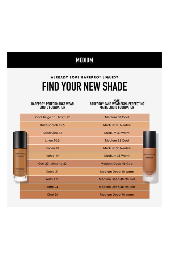 Bareminerals ® Barepro 24hr Wear Skin-perfecting Matte Liquid Foundation Mineral Spf 20 Pa++ In Medium Deep 46 Warm