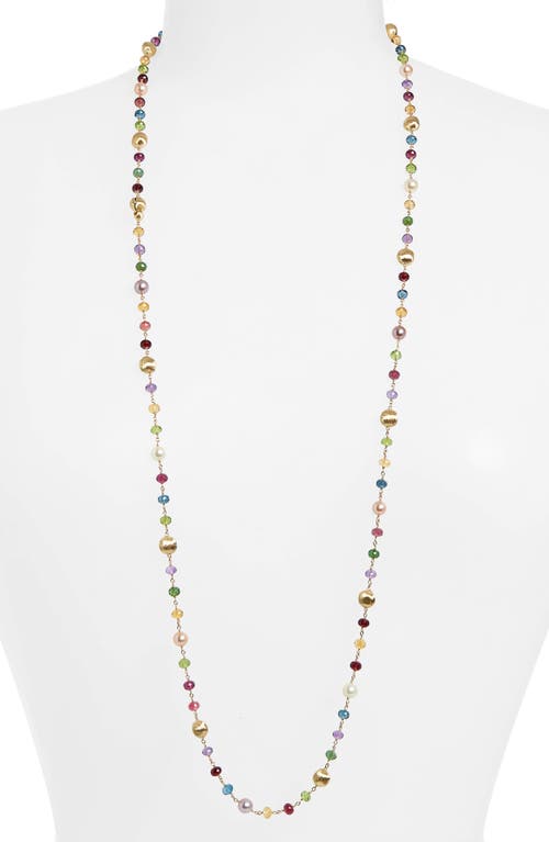 Marco Bicego Africa Semiprecious Stone & Pearl Long Necklace in Yellow Gold/Multi at Nordstrom, Size 36 In