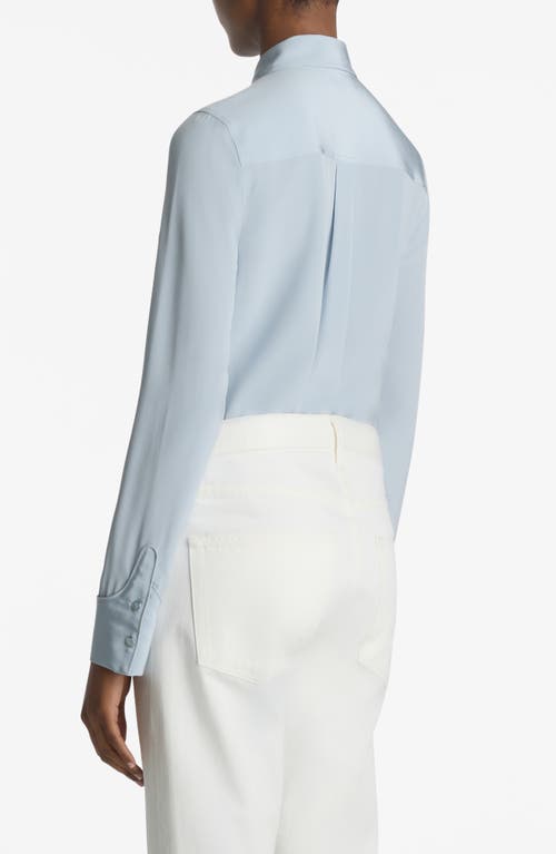 Shop St John St. John Collection Silk Snap-up Shirt In Powder Blue