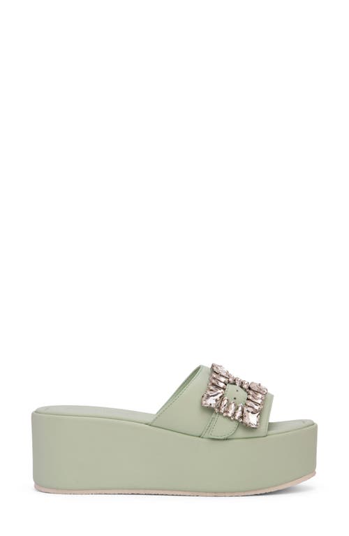 Shop Beautiisoles Dita Platform Slide Sandal In Light Green