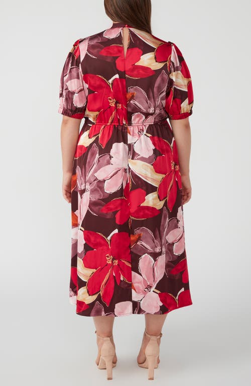 Shop Estelle Scarlett Floral Midi Dress In Red Floral Print