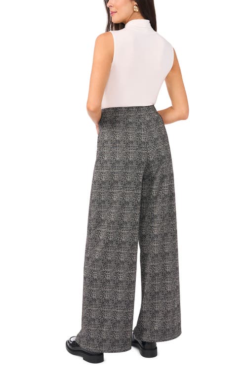 Shop Vince Camuto Plaid Wide Leg Pull-on Pants In Rich Black