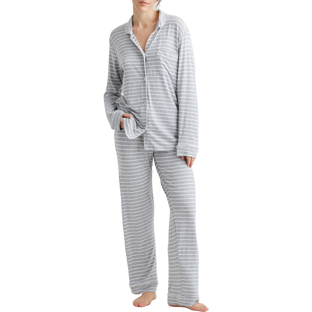 Papinelle Kate Jersey Pajamas In Grey/white