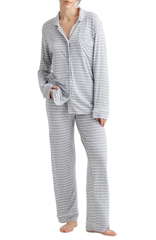 Papinelle Kate Jersey Pajamas Grey/White at Nordstrom,