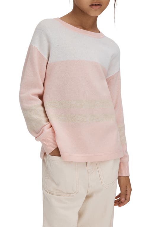 Shop Reiss Kids' Allegra Sr. Stripe Sweater In Pink