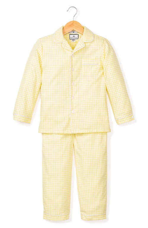 Petite Plume Gingham Seersucker Two-Piece Pajamas in Yellow at Nordstrom, Size 6-12M