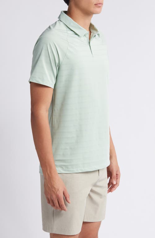 Shop Zella Stripe Performance Court Polo In Green Frozen