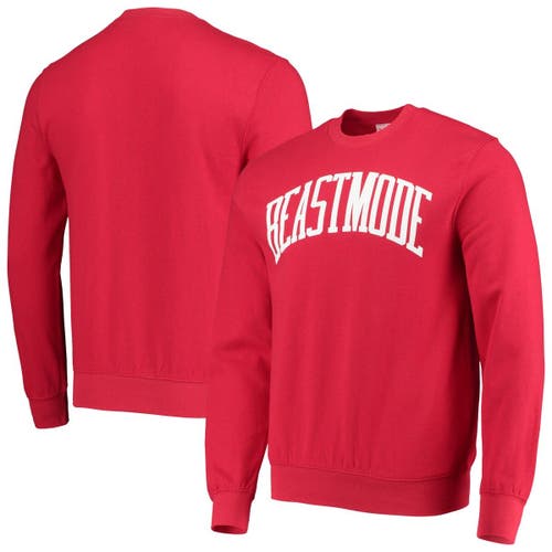 Men's Mitchell & Ness Red Beast Mode Collegiate Logo Pullover Sweatshirt