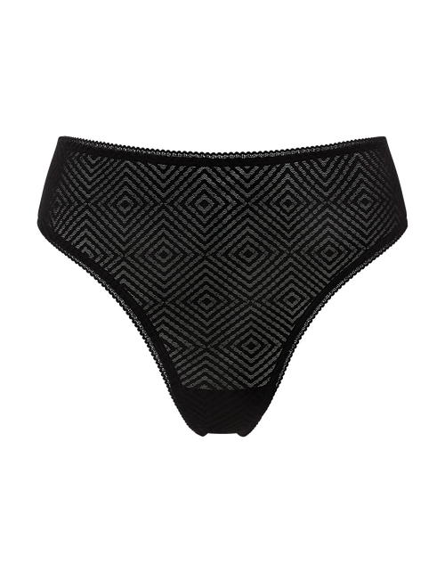 Nudea The Sheer Deco High Leg Brief In Black