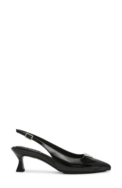 Shop Anne Klein Iset Slingback Pointed Toe Kitten Heel In Black Patent