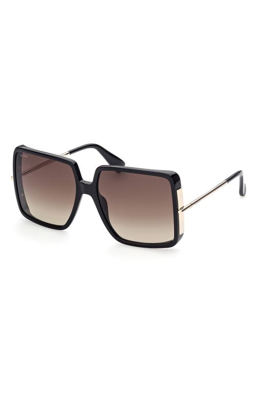 Shop Max Mara 58mm Gradient Square Sunglasses In Shiny Black/gradient Brown