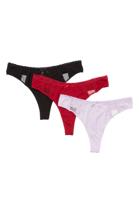 3-Pack Honeydew Brodie Thong Panties (Illusion/ Teaberry/ Black)