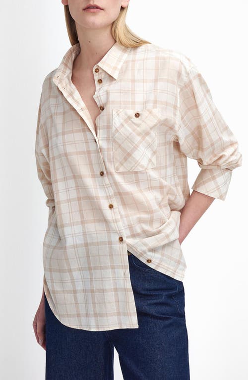 Shop Barbour Aubrey Check Button Front Shirt In Winter White Tartan