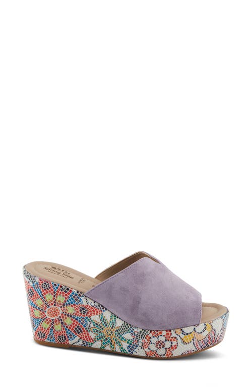 Spring Step Laylani Wedge Slide Sandal In Lavender Suede