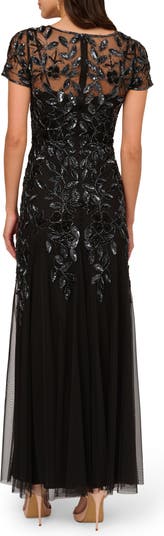 Adrianna Papell Floral Embroidered Beaded Trumpet Gown Nordstrom