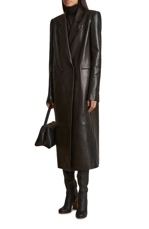 Shop Khaite Lolo Lambskin Leather Long Coat In Black