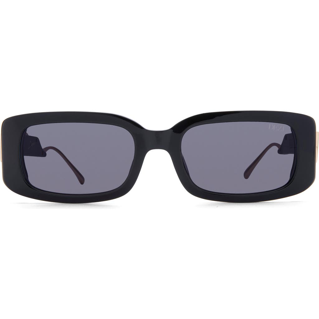 Dezi Drippy 53mm Square Sunglasses In Black/gold Dark Smoke