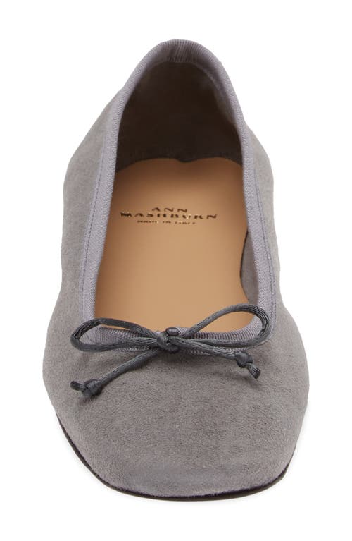 Shop Ann Mashburn Square Toe Ballet Flat In Mid Grey Suede