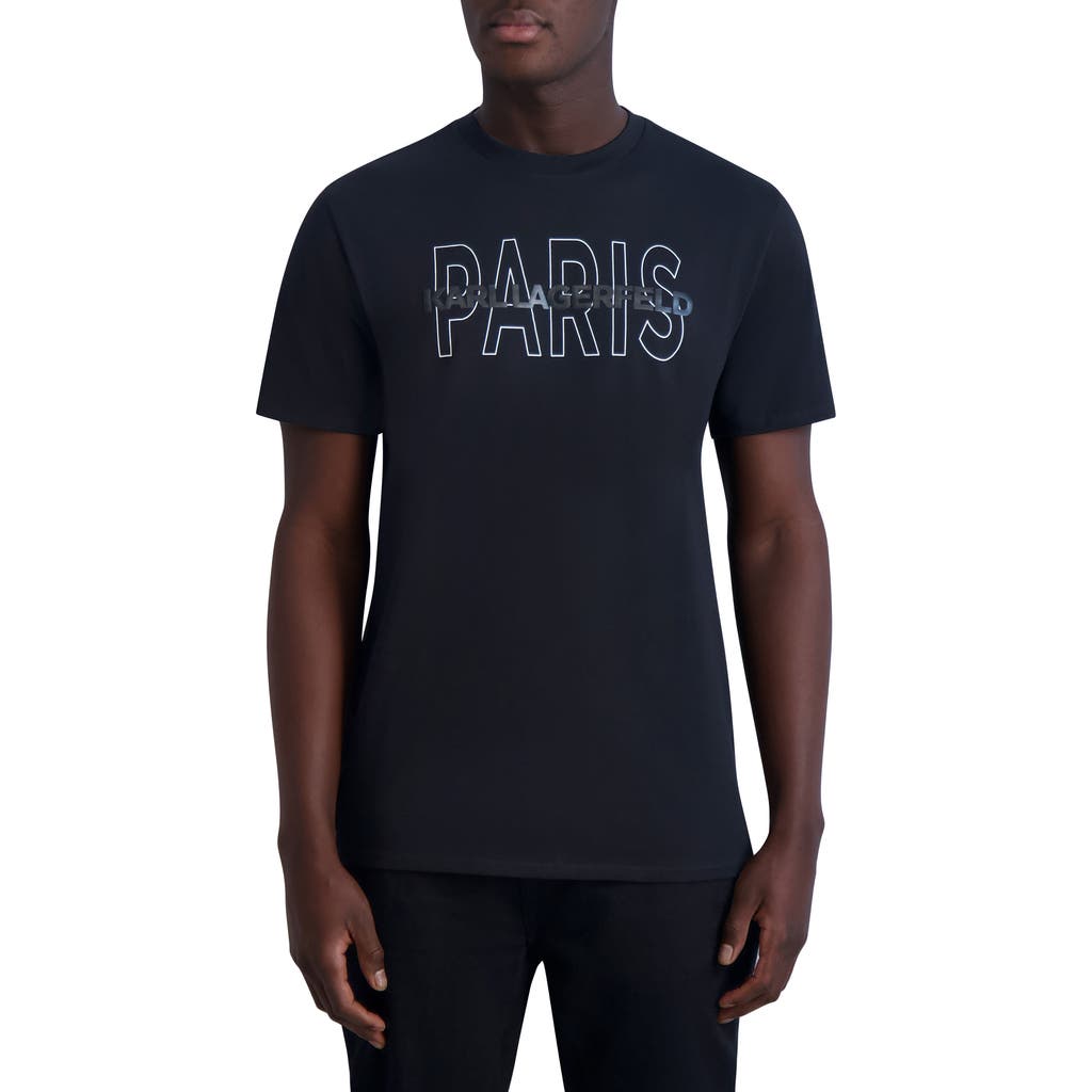 Karl Lagerfeld Paris Rubberized Logo Cotton Graphic Tee In Black