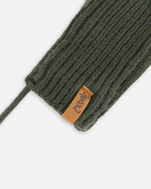 DEUX PAR DEUX DEUX PAR DEUX BABY BOY'S KNITTED MITTENS WITH STRING FOREST GREEN
