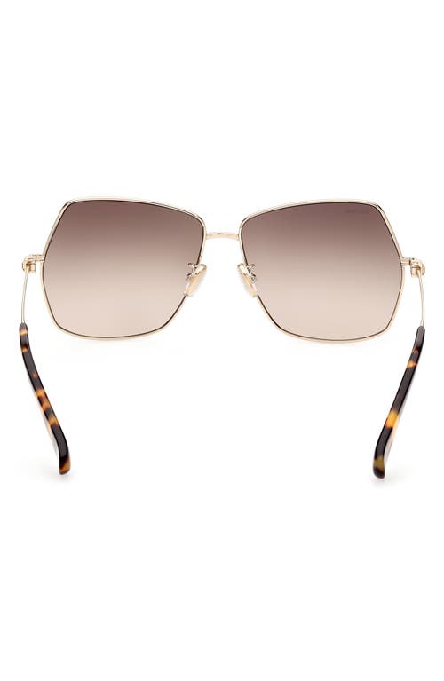 Max Mara 61mm Geometric Sunglasses In Shiny Gold Brown Tortiose