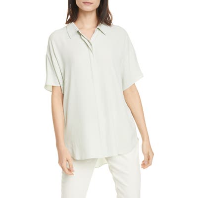 Eileen Fisher Classic Collar Silk Shirt, Green
