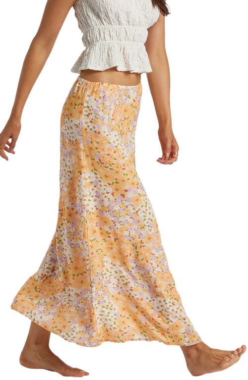 Shop Billabong Moment Floral Crepe Maxi Skirt In Peach Whip