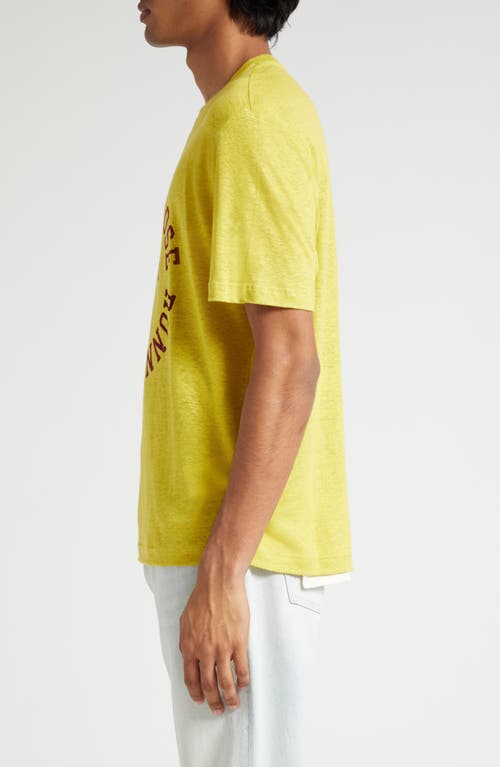 Shop Golden Goose Journey Linen Graphic T-shirt In Maize/windsor Wine