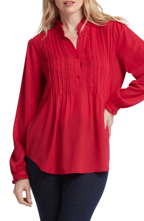 Shop Nydj Pleated Yoke Long Sleeve Peasant Blouse In Jalapeno Red